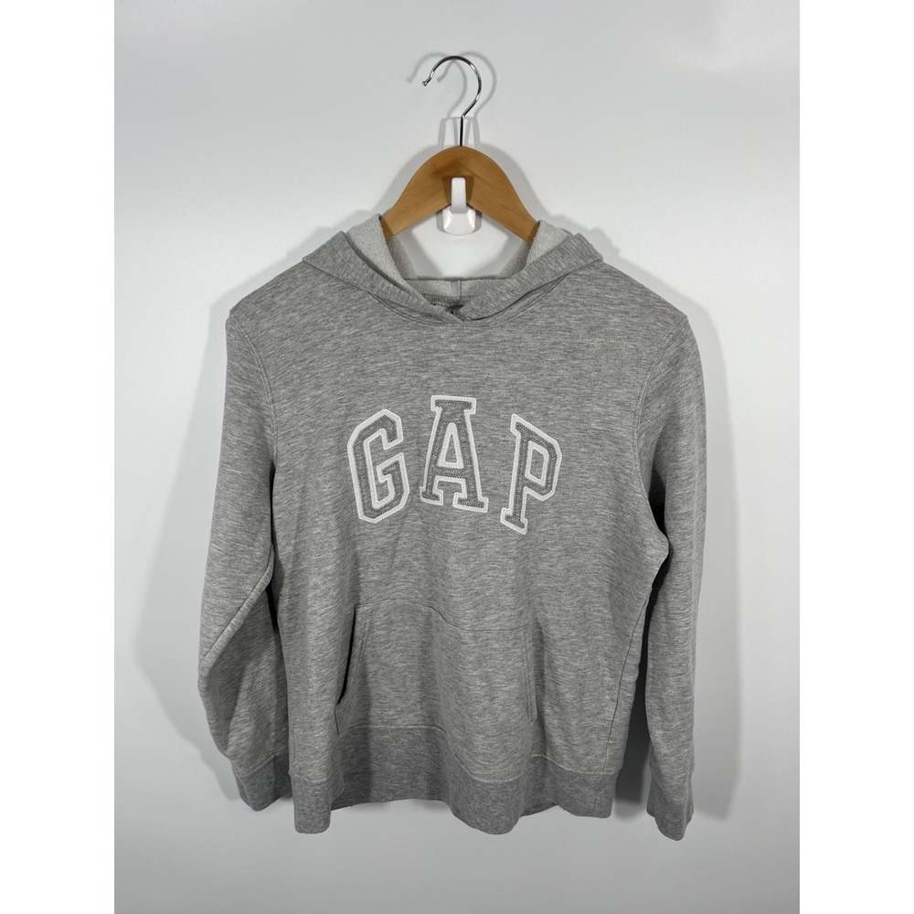 Gap Womens Hoodie M Grey Spellout Y2K 2000s Soft Girl Casual